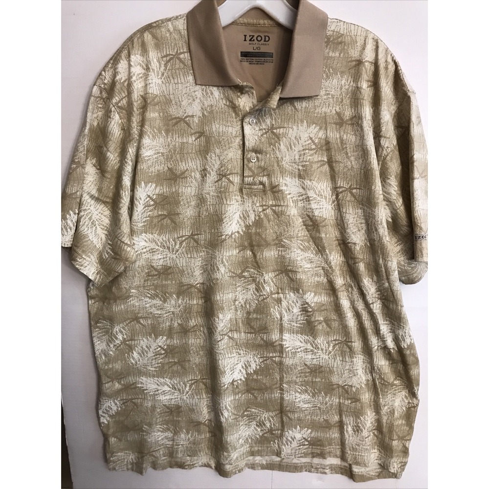 Izod mens large tropical cream polo shirt